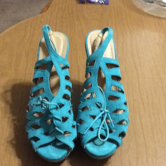Nine West Shoes - Nine West Teal Turquoise Suede Wedge